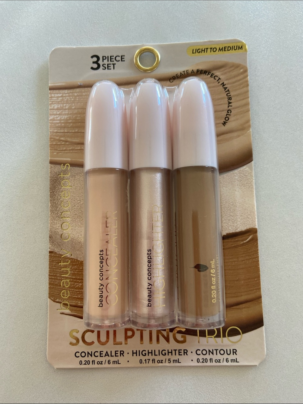 Sculpting Trio Concealer, Highlighter & Contour - Light to Medium, Nude Shades